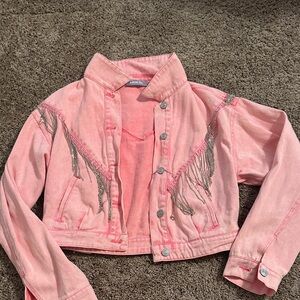 Chic Pink Fringe Jean Jacket